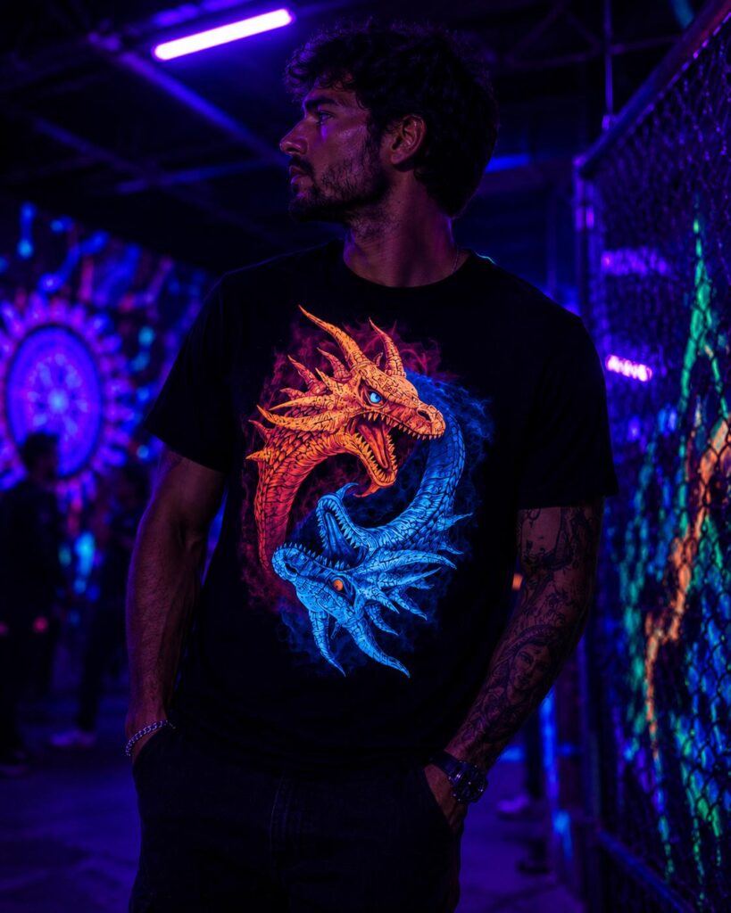 חולצת שני דרקונים יין ויאנג | Yin Yang Two Dragons T-Shirt
