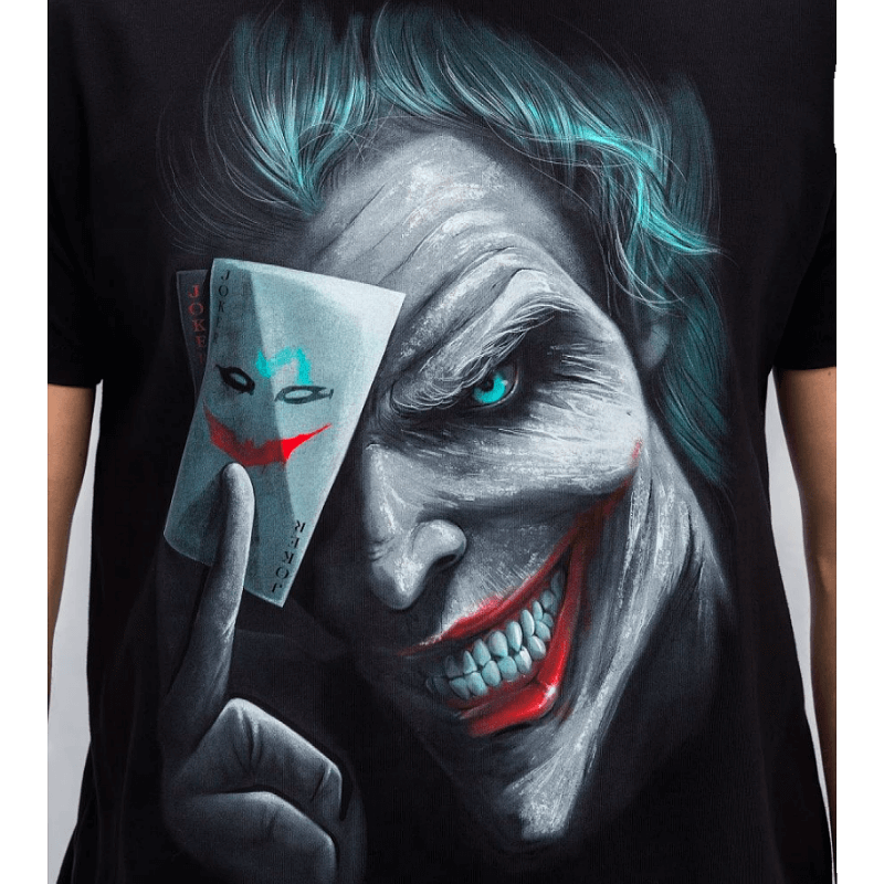 Joker print with card in hand