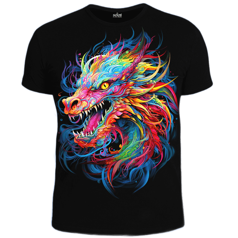 Vivid Print with Dragon China on T-Shirt