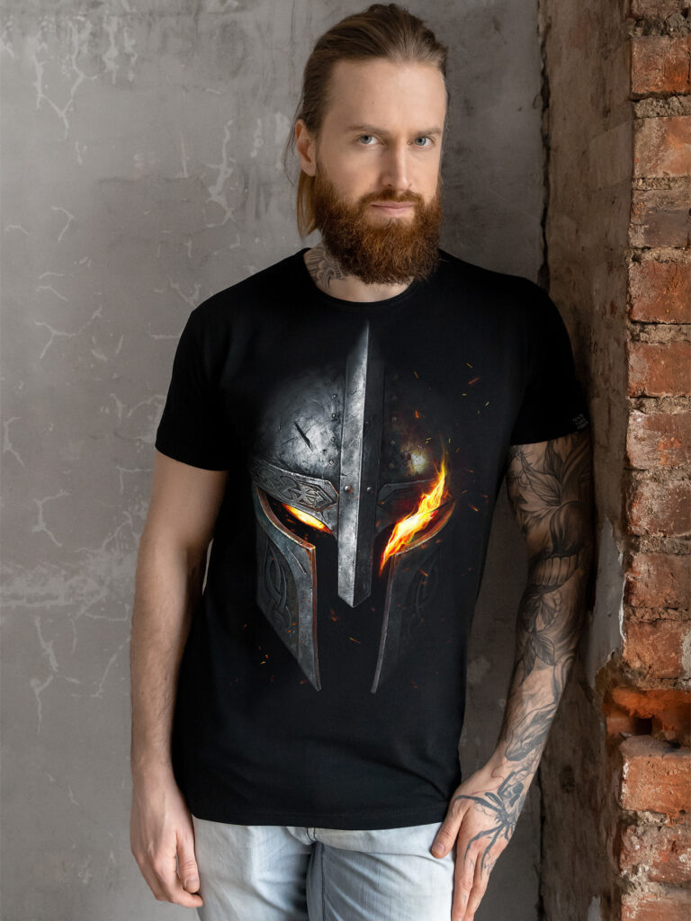 Fire Phoenix T-Shirt on Male Model - חולצת פניקס אש על דוגמן